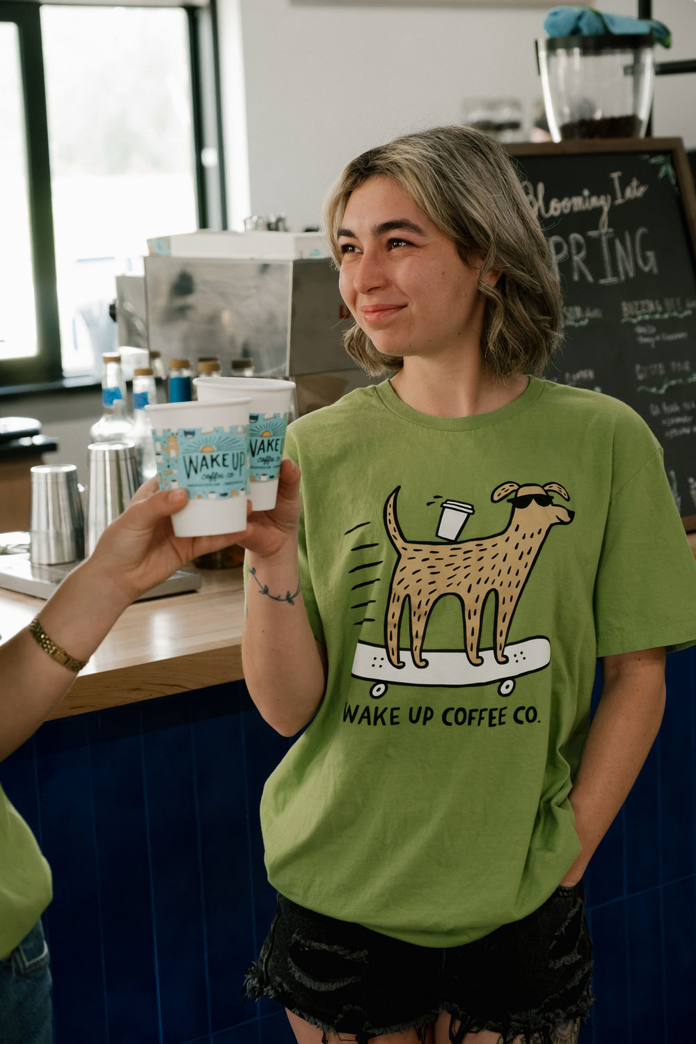 Green shirt with Skater Dog