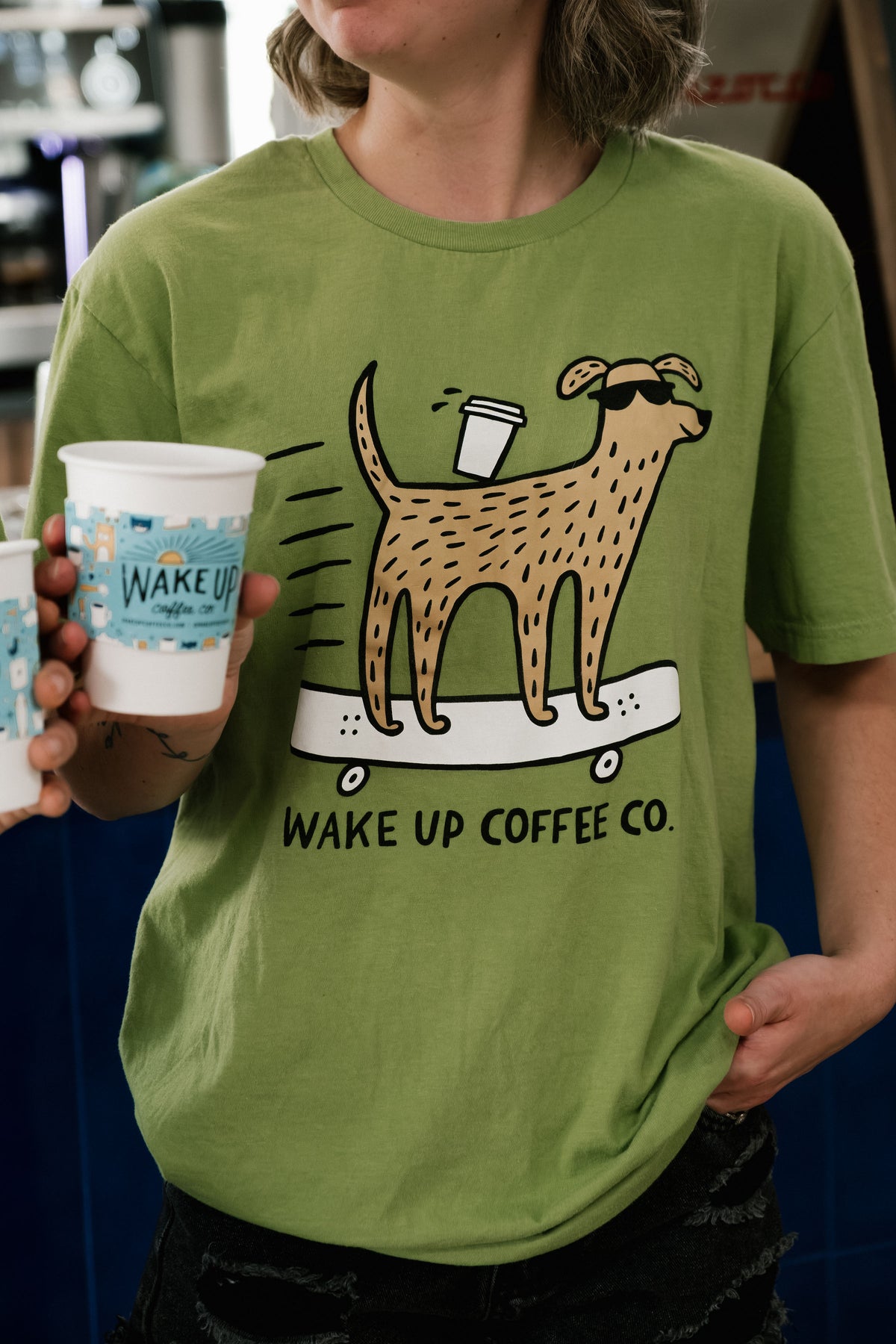 Green shirt with Skater Dog
