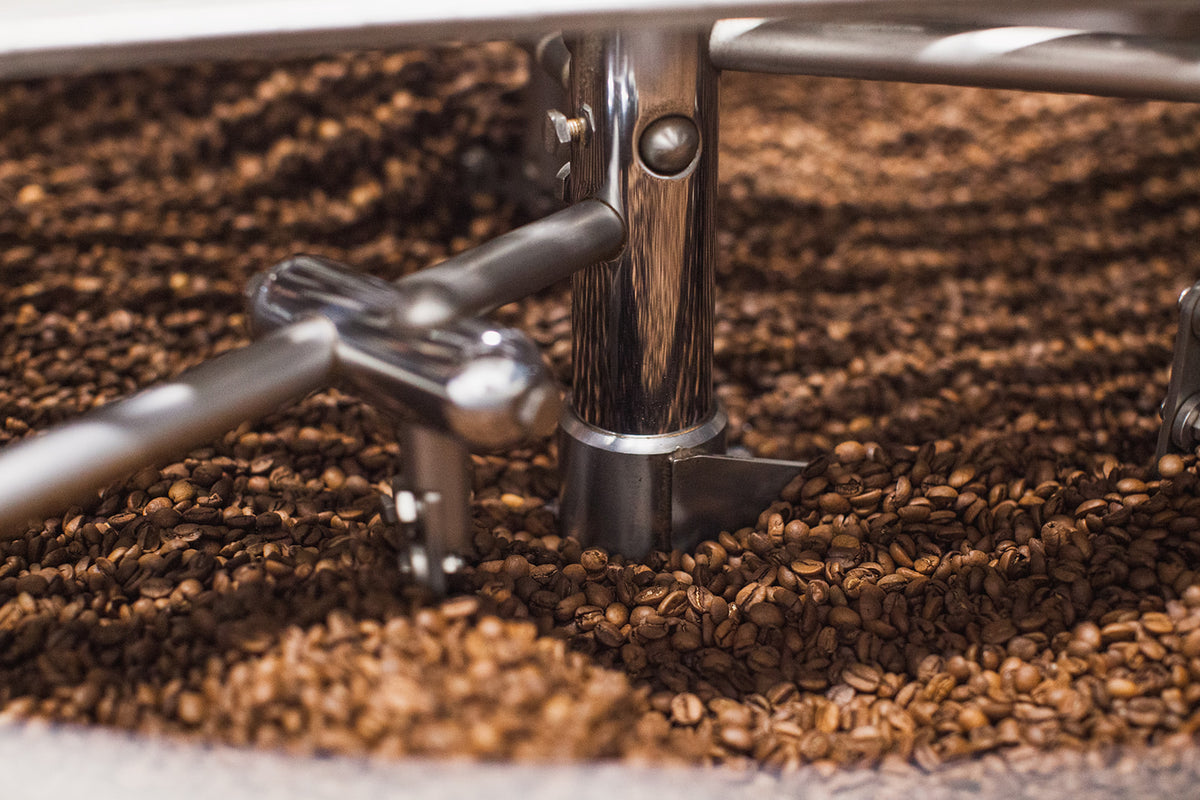 Coffee being packed by hand at the Wake Up roastery