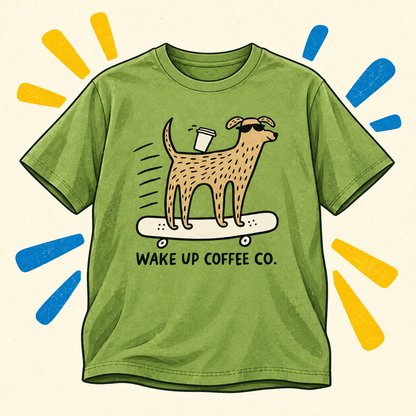 Illustration of Green shirt with Skater Dog